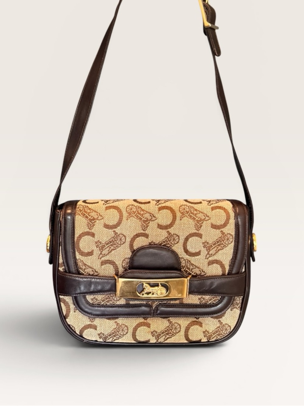 Celine Vintage ‘70s C Sulky / C Macadam Horse Carriage shoulder bag